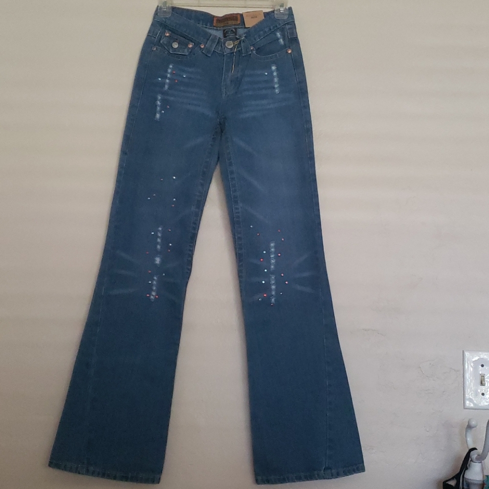 Flared Jeans with Colored Sequins